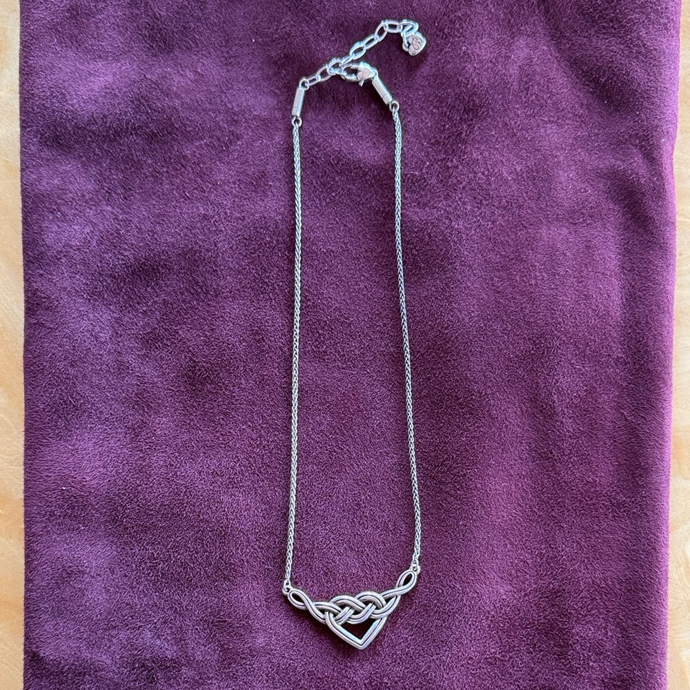 Brighton Silver Plated Interlocking Heart  Women's Necklace with Bag